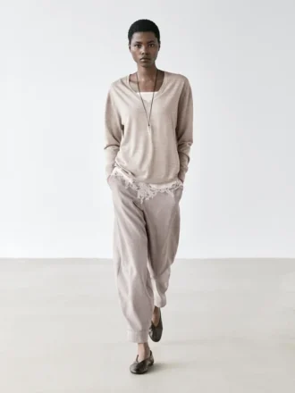 Maglione oversize a V in maglia