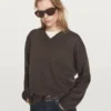 Maglione oversize a V in maglia
