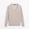 Maglione oversize a V in maglia