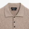 Maglione polo a trecce in misto cotone