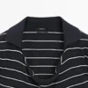 Maglione polo in maglia a righe di cotone