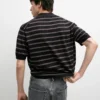 Maglione polo in maglia con strisce a contrasto