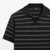 Maglione polo in maglia con strisce a contrasto