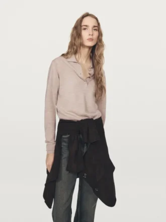 Maglione polo in maglia di lana