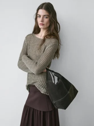 Maglione traforato in misto cotone