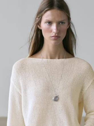 Maglione traforato in misto cotone