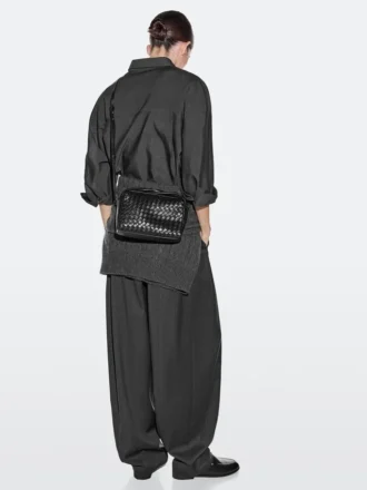 Mini borsa intrecciata in pelle nappa