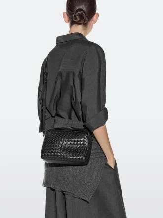 Mini borsa intrecciata in pelle nappa