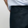 Pantaloni a cinque tasche in cotone e lino