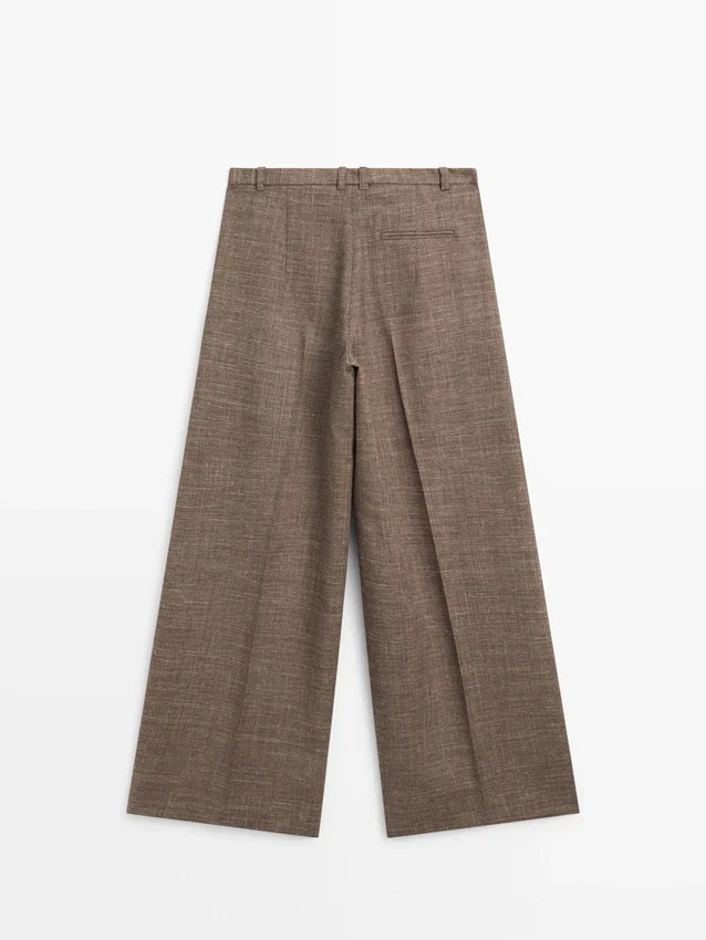 Pantaloni a gamba larga e voluminosi in misto lana Pantaloni a gamba larga e voluminosi in misto lana