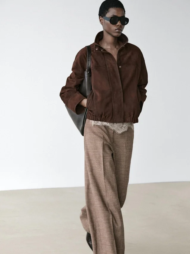 Pantaloni a gamba larga e voluminosi in misto lana Pantaloni a gamba larga e voluminosi in misto lana