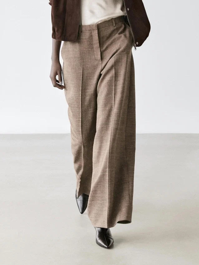 Pantaloni a gamba larga e voluminosi in misto lana Pantaloni a gamba larga e voluminosi in misto lana