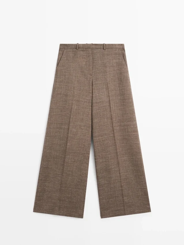 Pantaloni a gamba larga e voluminosi in misto lana Pantaloni a gamba larga e voluminosi in misto lana