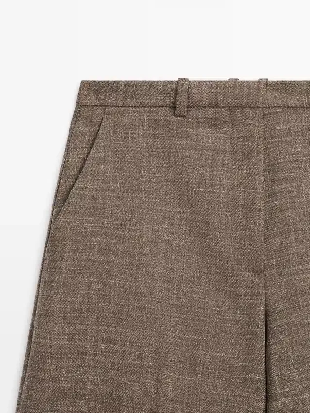 Pantaloni a gamba larga e voluminosi in misto lana Pantaloni a gamba larga e voluminosi in misto lana