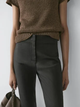 Pantaloni capri in misto lino