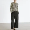 Pantaloni cropped a gamba larga in lana elasticizzata
