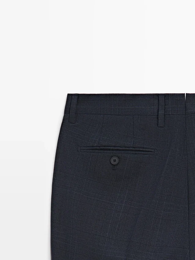 Pantaloni da completo a quadri in misto lana leggera Pantaloni da completo a quadri in misto lana leggera