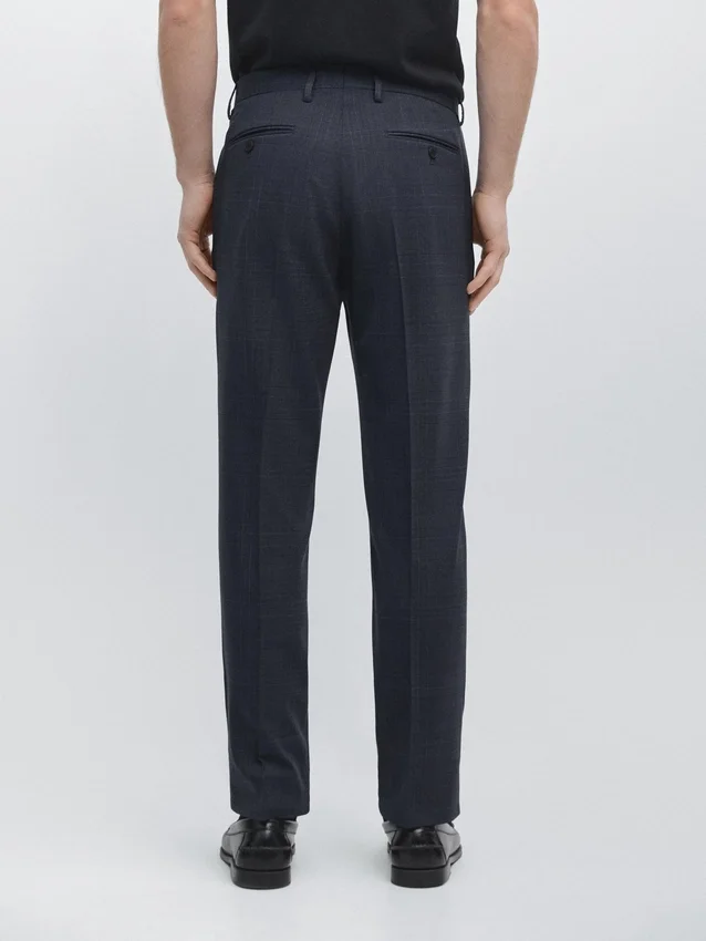 Pantaloni da completo a quadri in misto lana leggera Pantaloni da completo a quadri in misto lana leggera