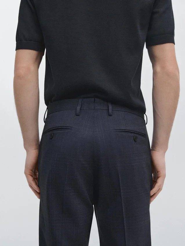 Pantaloni da completo a quadri in misto lana leggera Pantaloni da completo a quadri in misto lana leggera