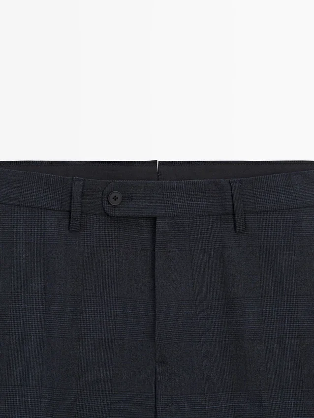 Pantaloni da completo a quadri in misto lana leggera Pantaloni da completo a quadri in misto lana leggera