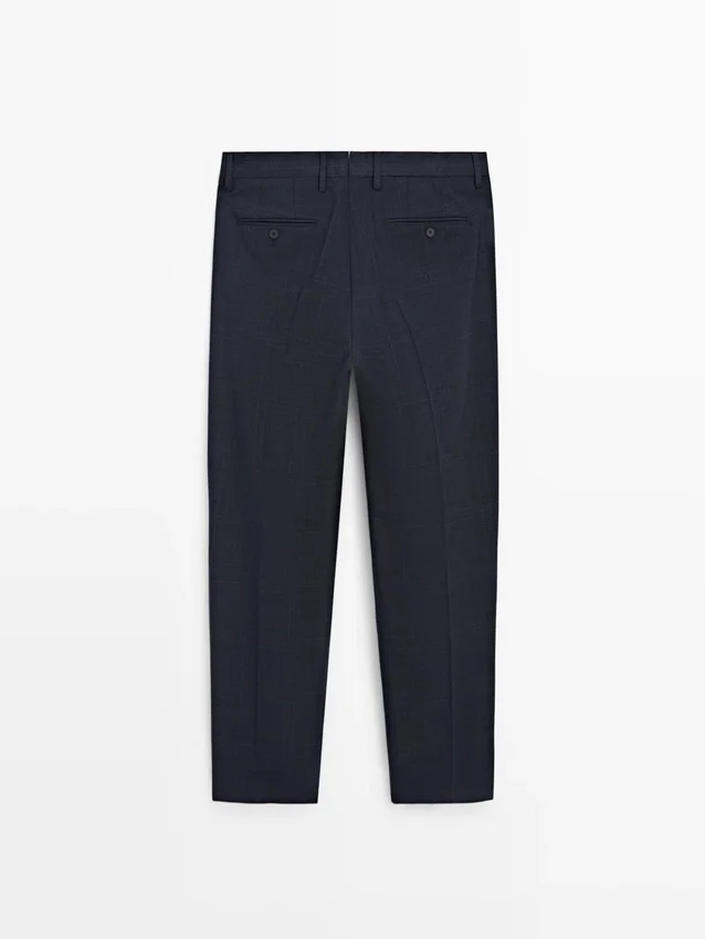 Pantaloni da completo a quadri in misto lana leggera Pantaloni da completo a quadri in misto lana leggera