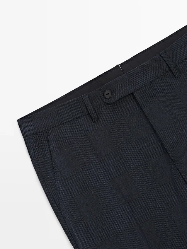 Pantaloni da completo a quadri in misto lana leggera Pantaloni da completo a quadri in misto lana leggera