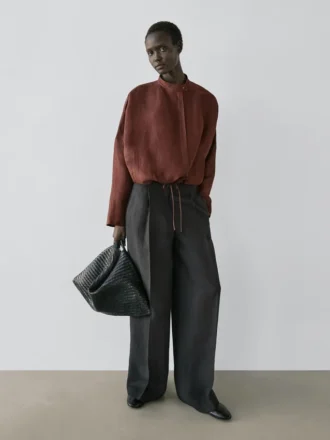 Pantaloni da completo in lino fluido