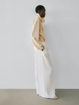 Pantaloni da completo in lino fluido