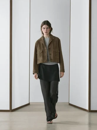 Pantaloni fluidi in seta a contrasto