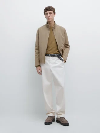 Pantaloni in twill di cotone con elastico in vita