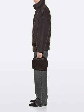 Piccola borsa in pelle crosta intrecciata