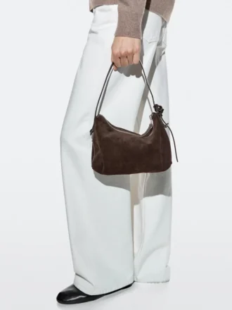 Piccola borsa in pelle scamosciata crosta