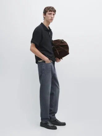 Polo a maniche corte in maglia testurizzata