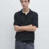Polo a maniche corte in maglia testurizzata