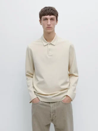 Polo a maniche lunghe in cotone mercerizzato piqué