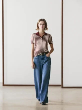 Polo in cotone con dettagli a righe