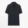 Polo in maglia a trecce 100% cotone