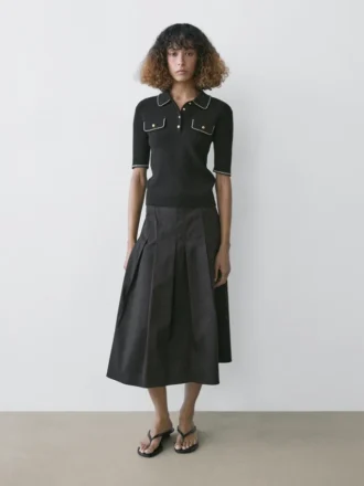 Polo in maglia di cotone con dettagli a contrasto