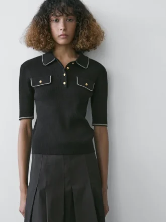 Polo in maglia di cotone con dettagli a contrasto