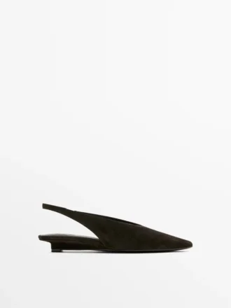 Scarpe slingback in pelle scamosciata crosta