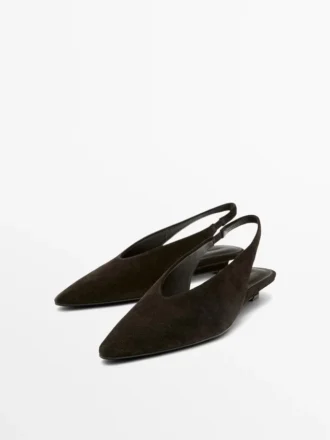 Scarpe slingback in pelle scamosciata crosta
