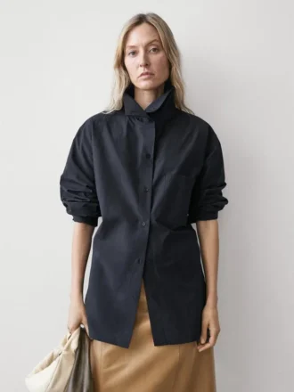 Sovracamicia in misto cotone con tasca