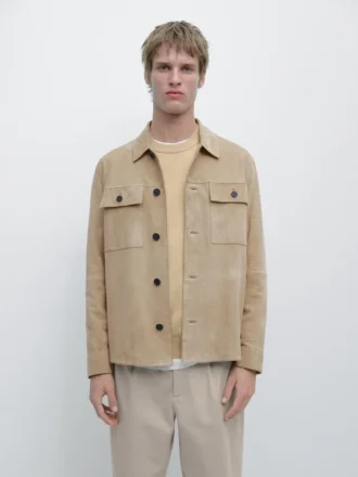 Sovracamicia in pelle scamosciata