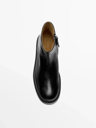 Stivaletti in pelle con fodera in pelle scamosciata