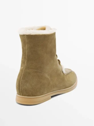 Stivaletti piatti in pelle scamosciata con fodera