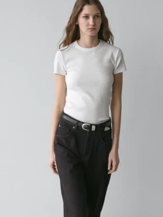 T-Shirt a maniche corte a costine pesante