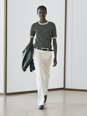 T-Shirt a maniche corte con strisce a contrasto