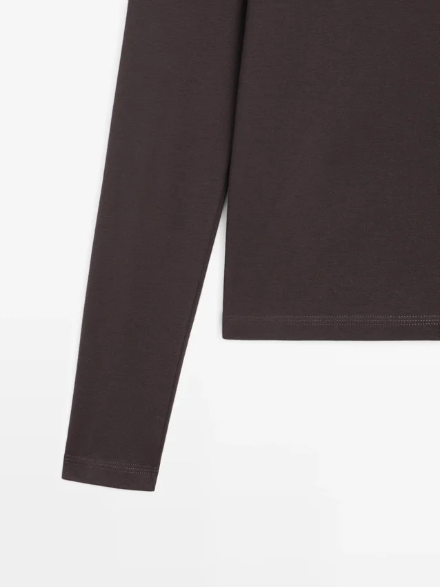 T-Shirt a maniche lunghe a costine melange T-Shirt a maniche lunghe a costine melange