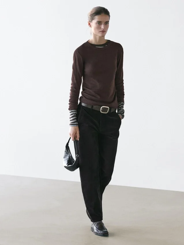 T-Shirt a maniche lunghe a costine melange T-Shirt a maniche lunghe a costine melange