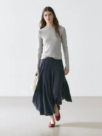 T-Shirt a maniche lunghe con dettagli screziati